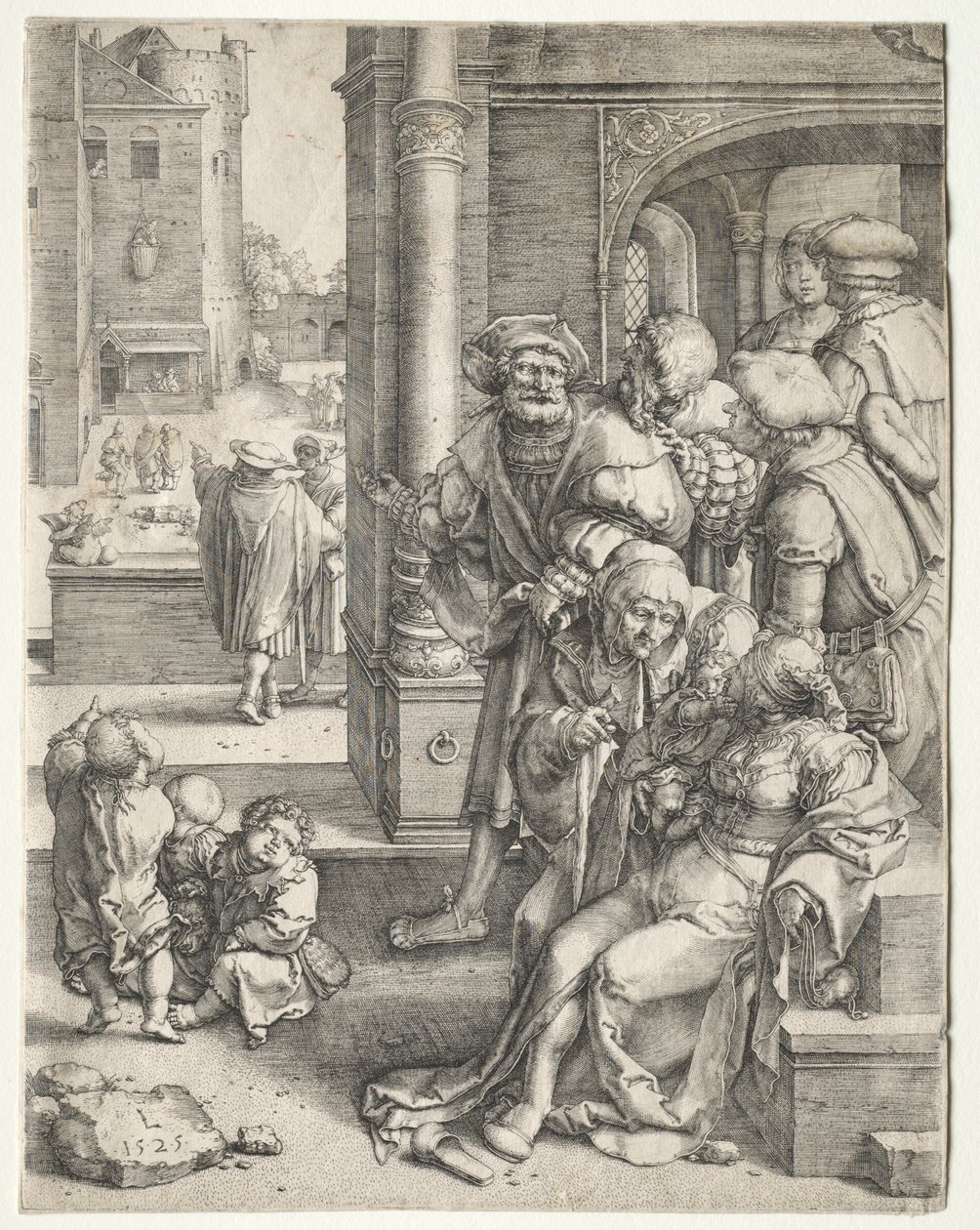 The Poet Virgil Suspended in a Basket by Lucas van Leyden