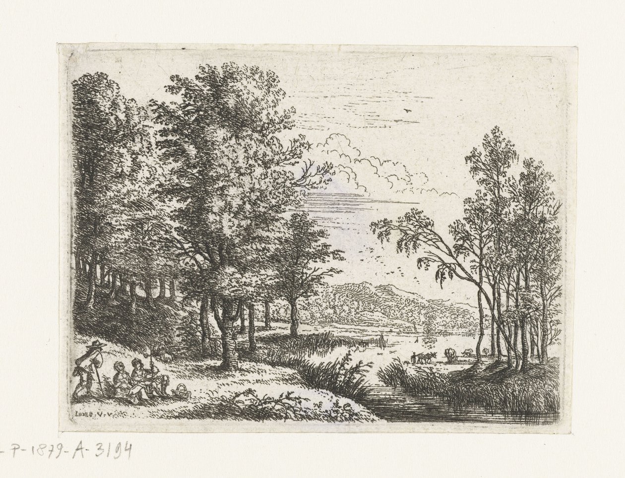 Landscape with Three Figures by a Lake (Small Landscapes) by Lucas van Uden
