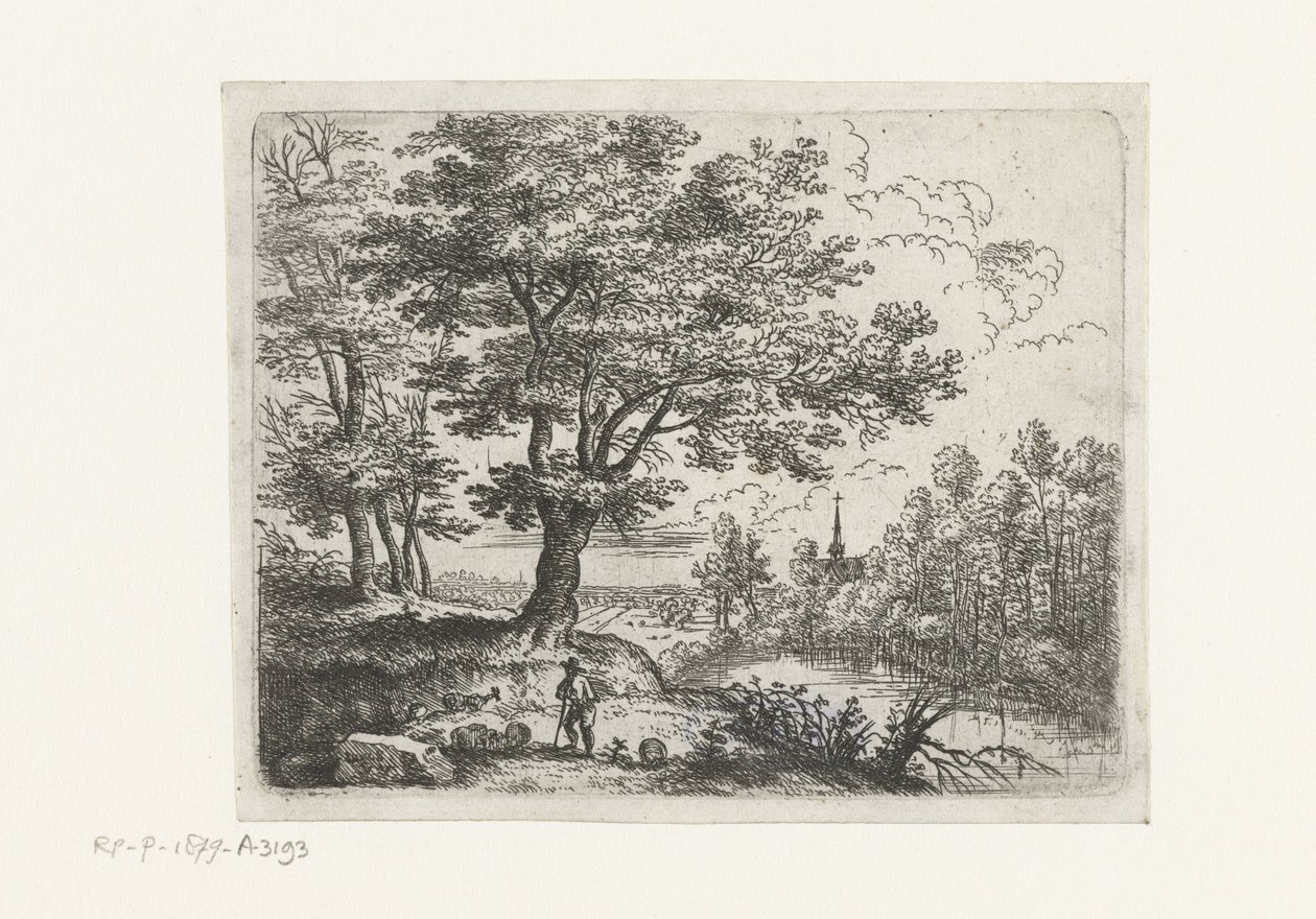 Landscape with a Shepherd (Small Landscapes series) by Lucas van Uden
