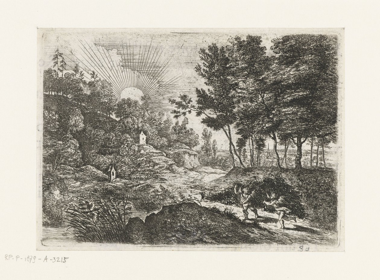 Landscape with Two Putti (series title: Five Landscapes) by Lucas van Uden
