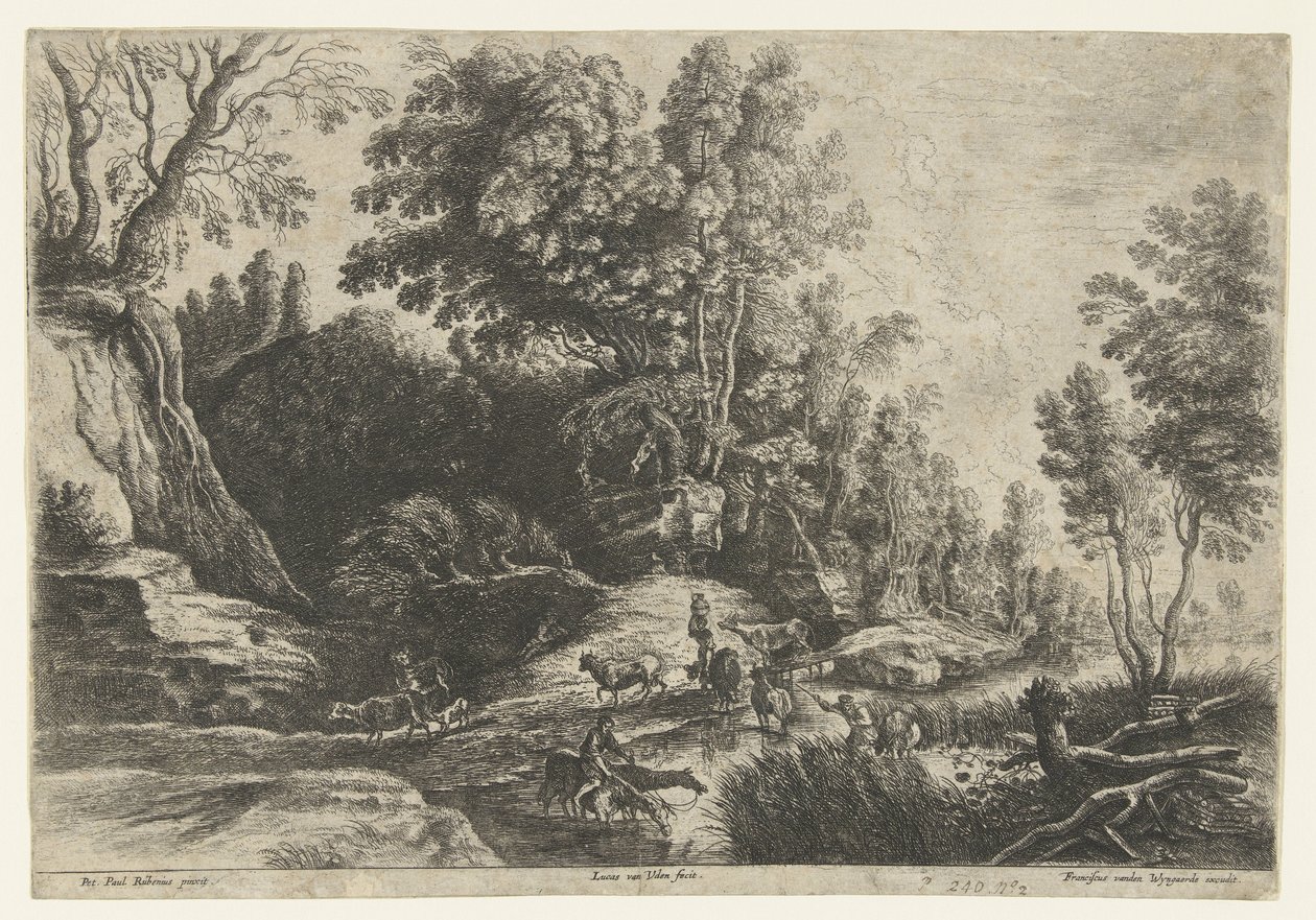 Horses and Cows at a Watering Place by Lucas van Uden
