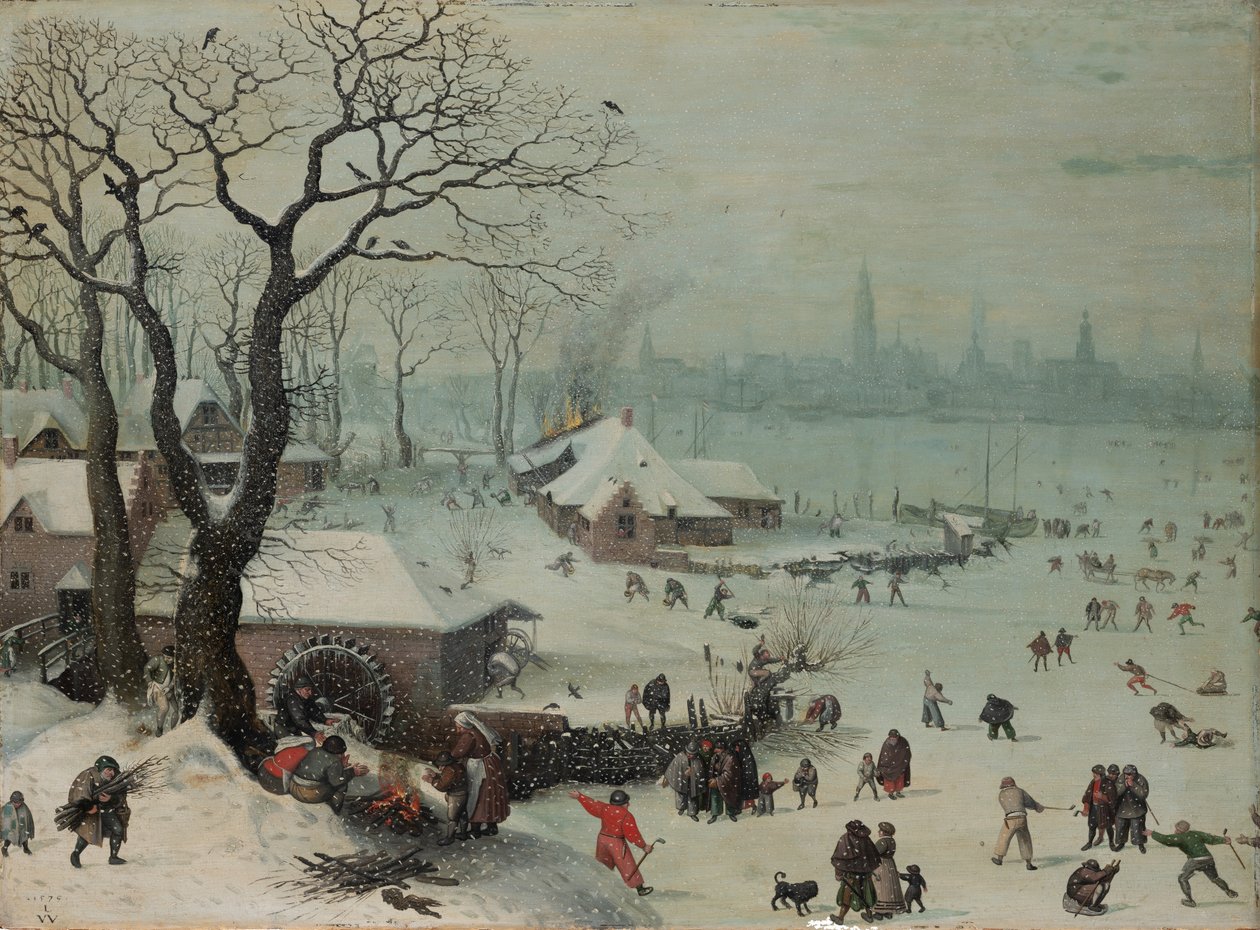 Winter Landscape with Snowfall near Antwerp
