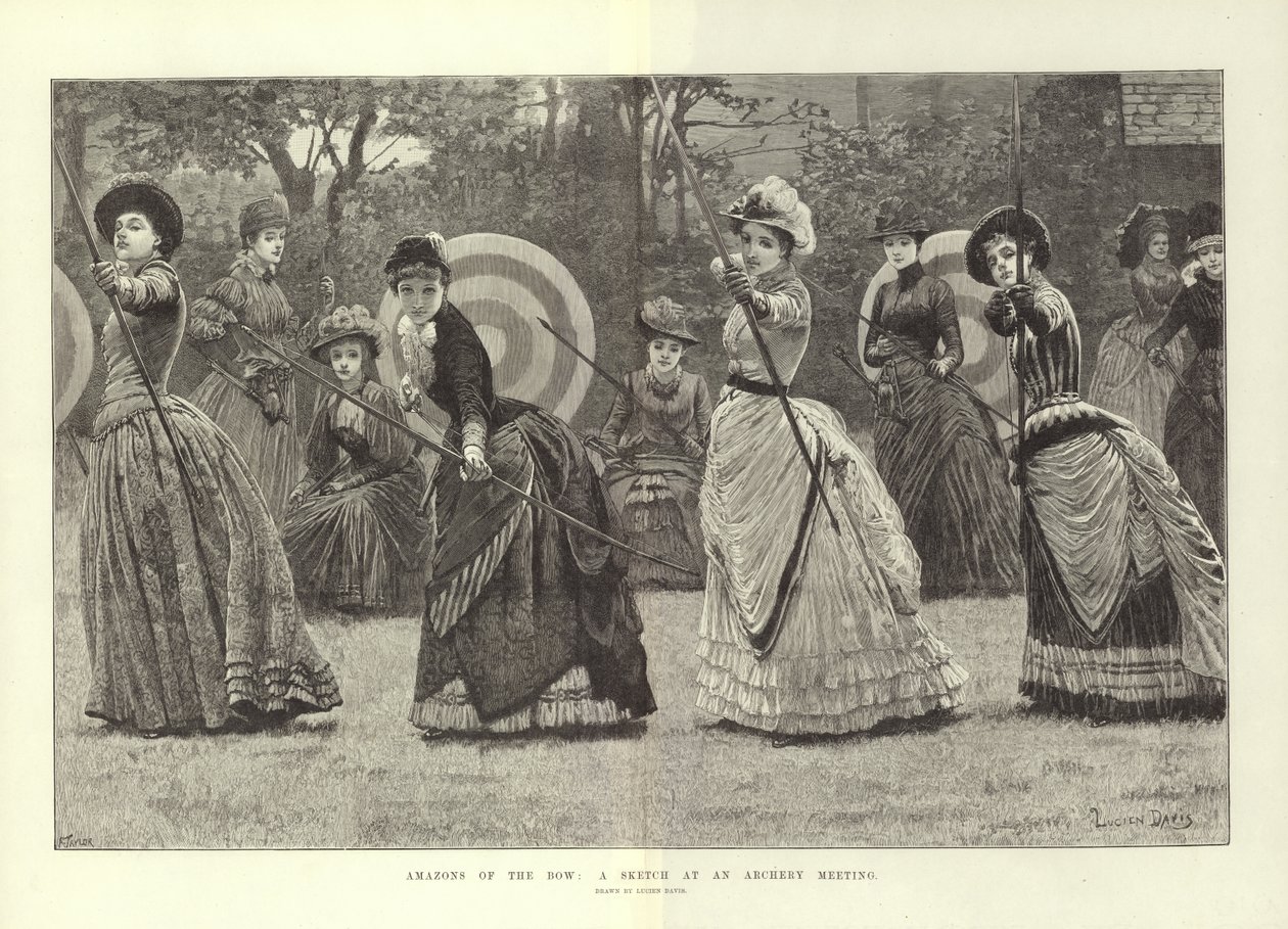 Amazons of the Bow: A Sketch at an Archery Meeting by Lucien Davis