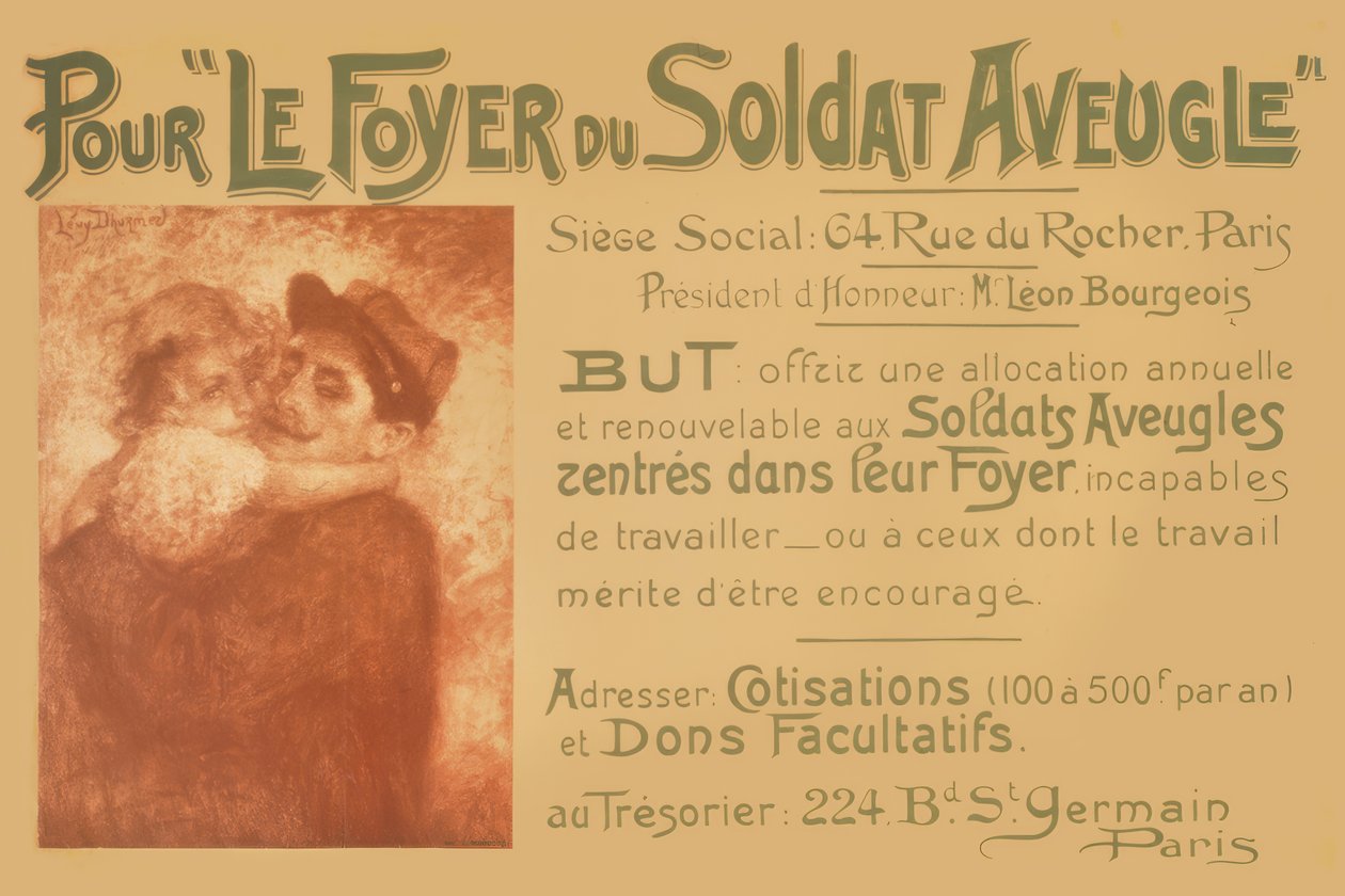 A Blind Soldier Holding a Small Girl by Lucien Levy-Dhurmer