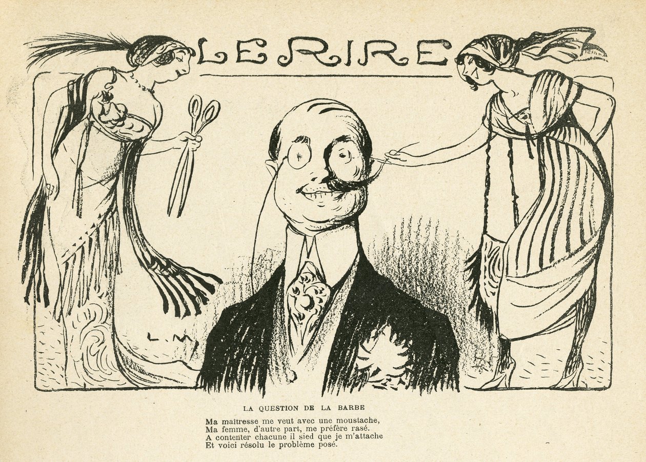 Illustration in Le Rire, 23/03/12 - the question of the beard by Lucien Metivet