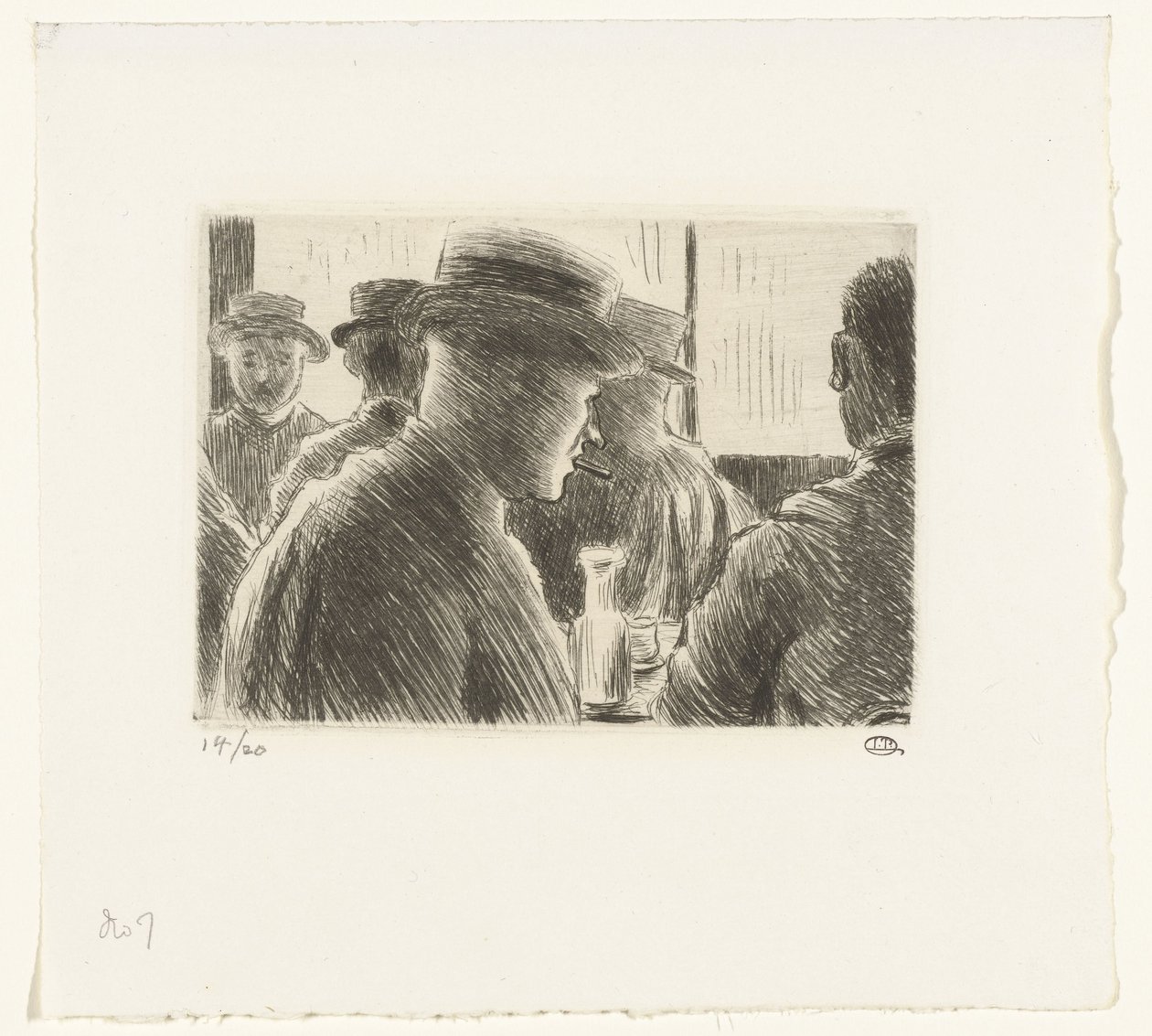 Men in a Café by Lucien Pissarro