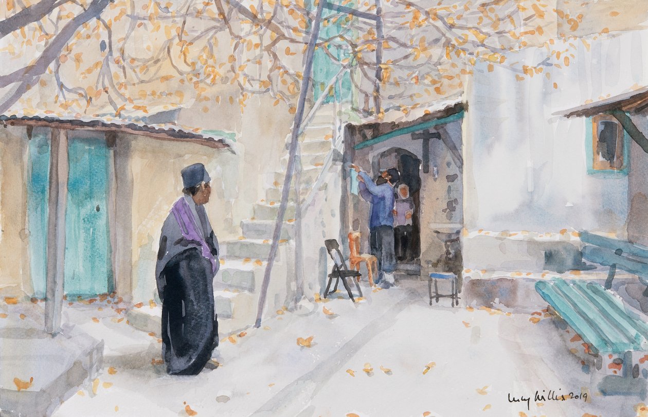 Ethiopians on The Church Of The Holy Sepulchre, Jerusalem by Lucy Willis