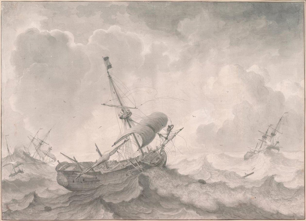 L. Backhuysen, Ships on a Stormy Sea by Ludolf Backhuysen