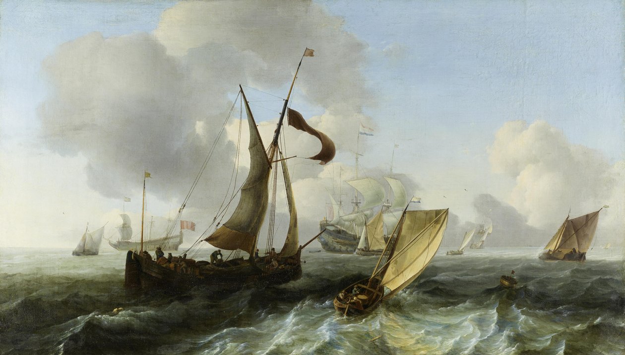 Lightly Moving Sea with Ships by Ludolf Backhuysen