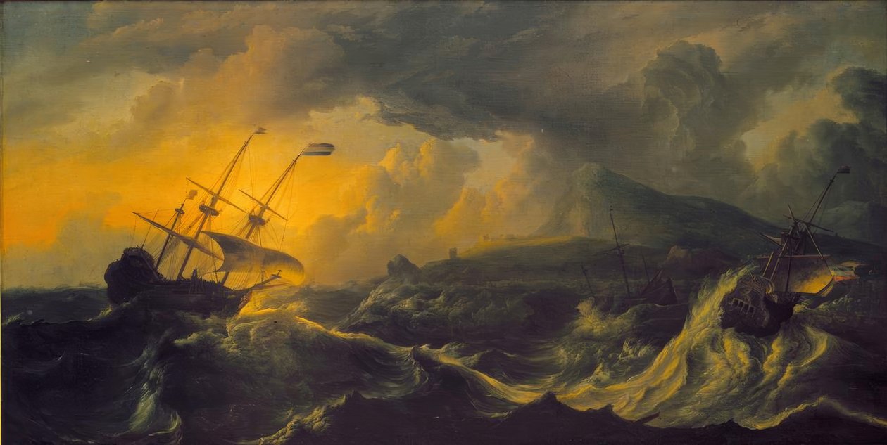 Storm on a Mountain Coast by Ludolf Backhuysen