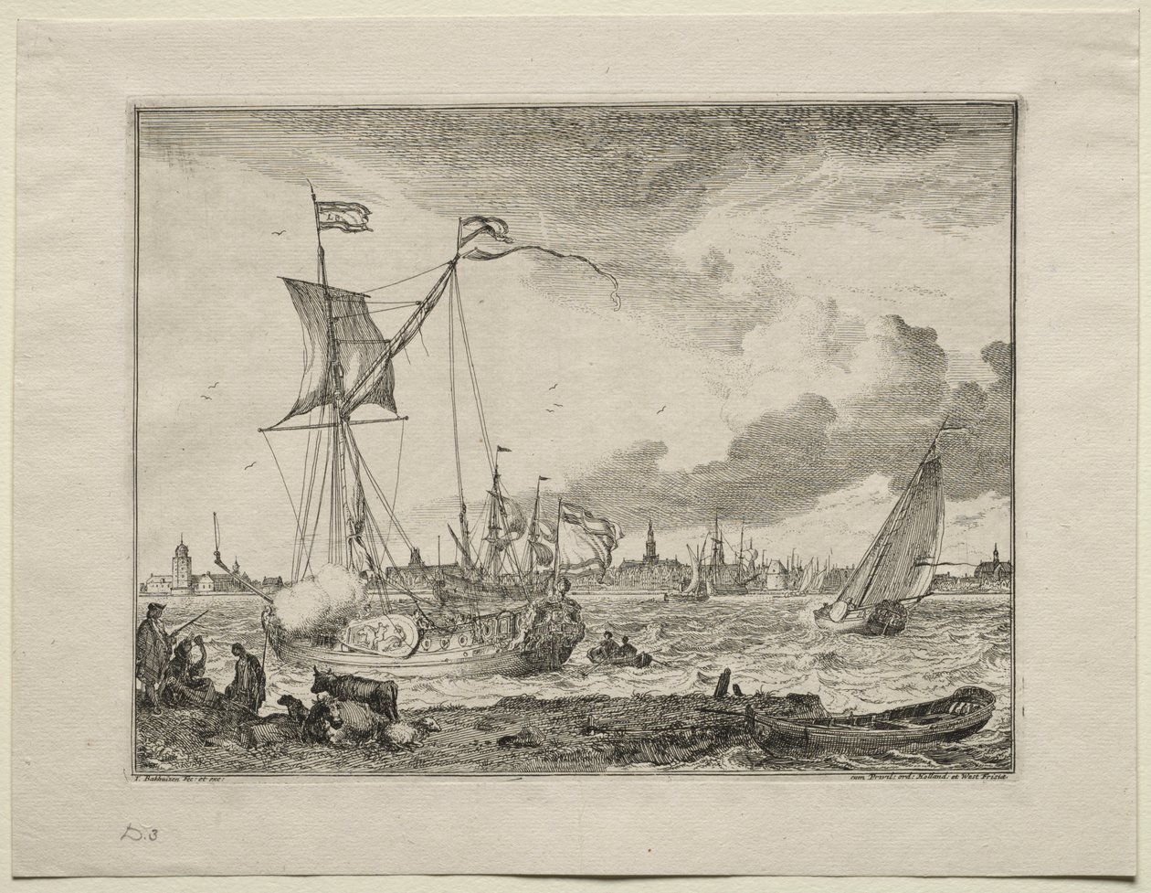 View of Amsterdam with Ships in Foreground by Ludolf Backhuysen
