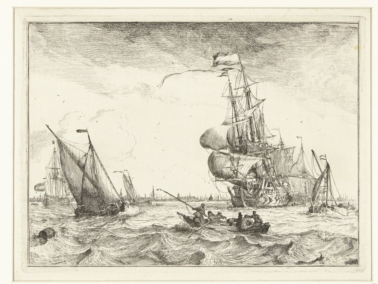 View of the IJ with Rowboat by Ludolf Bakhuysen