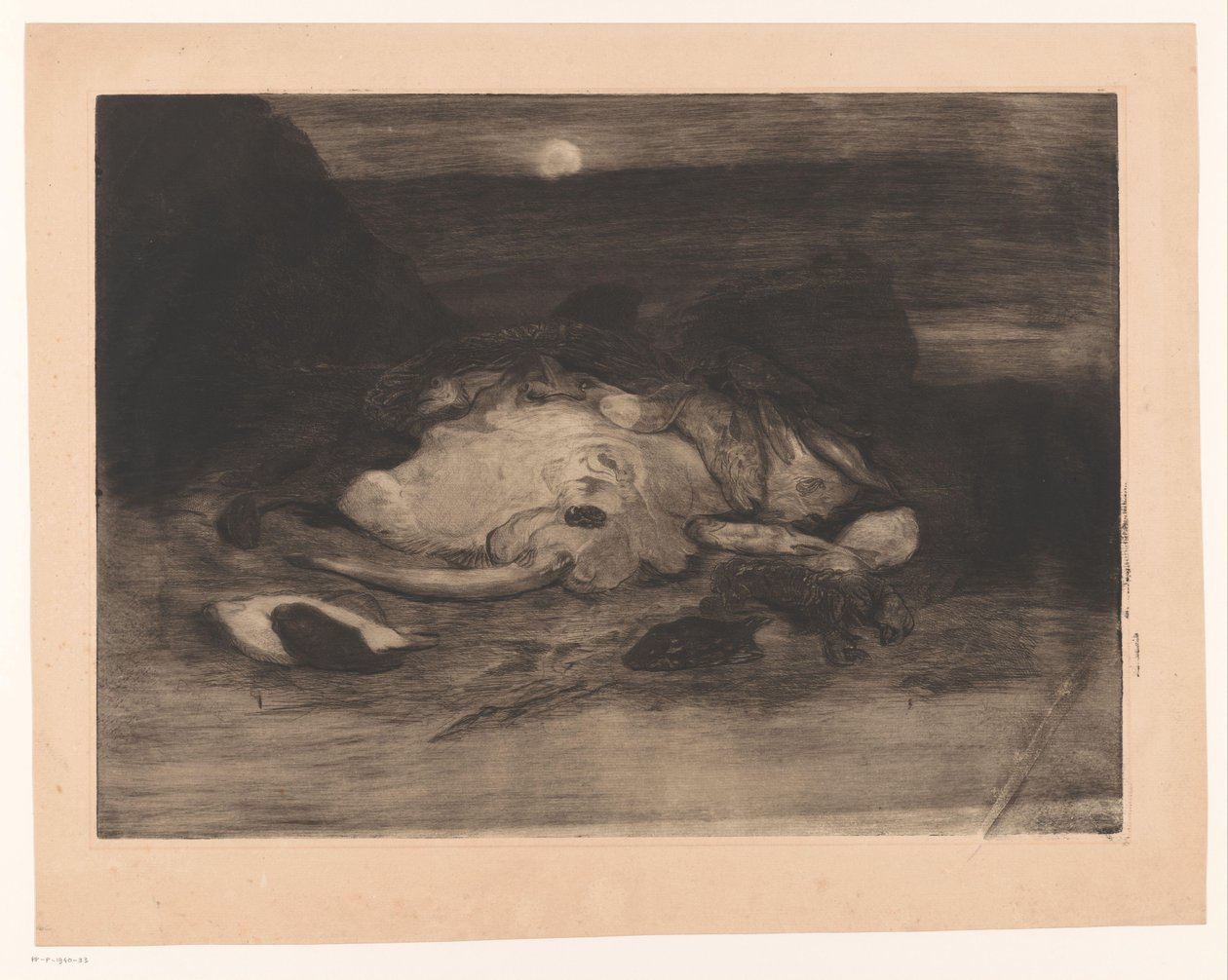 Rog and Fish on the Beach by Moonlight by Ludovic Napoléon Lepic
