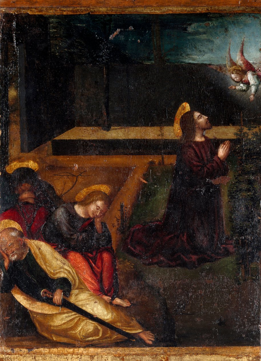 Prayer in the garden of olive trees. Series of the 15 mysteries of the Rosary by Ludovico Brea