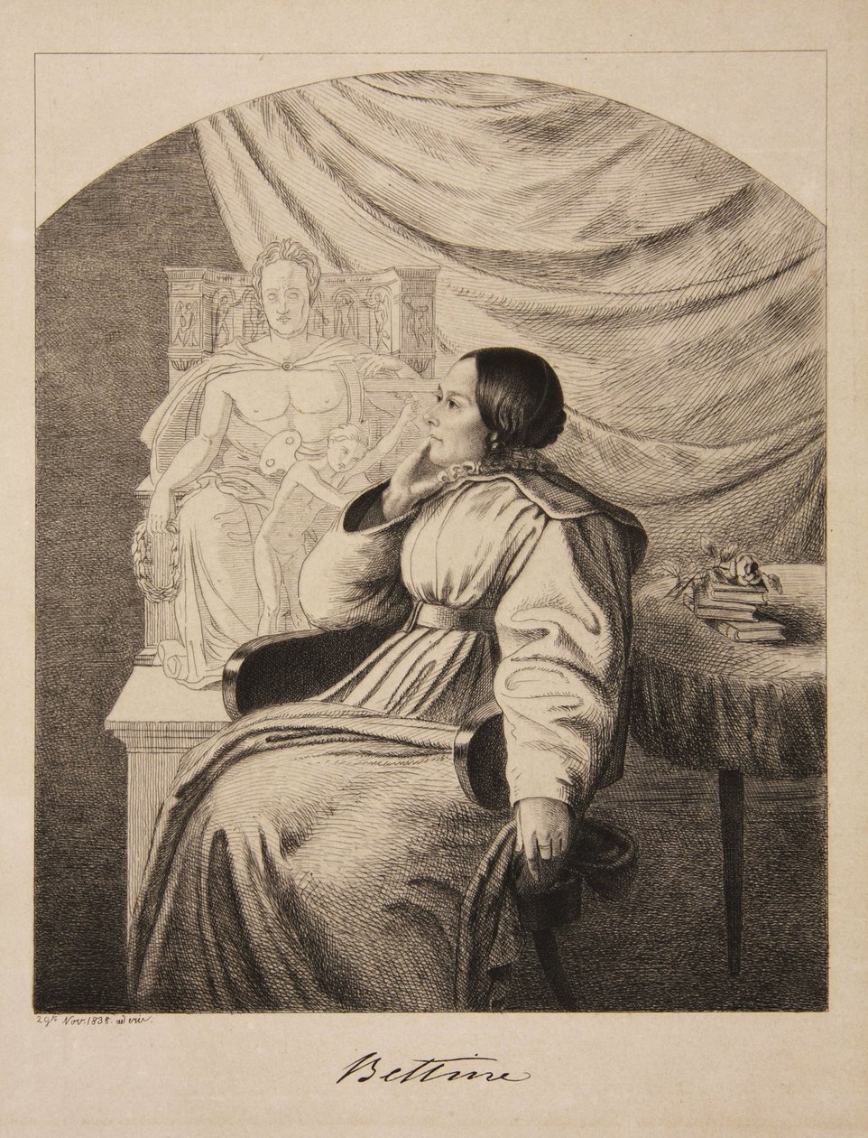 Portrait of the writer Bettine von Arnim 1785-1859, née Brentano, 1838 by Ludwig Emil Grimm