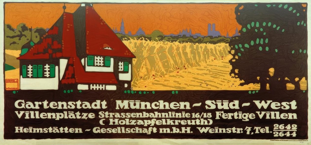 Garden City Munich-South-West / Villa Plots / Tram Line 16/18 / Finished Villas (Holzapfelkreuth) / Homestead Society by Ludwig Hohlwein