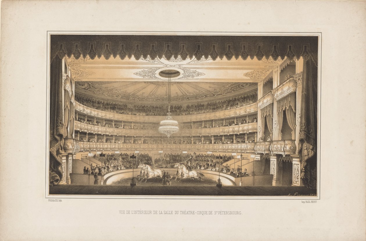 Interior of the Equestrian Circus Theatre in Saint Petersburg by Ludwig Premazzi