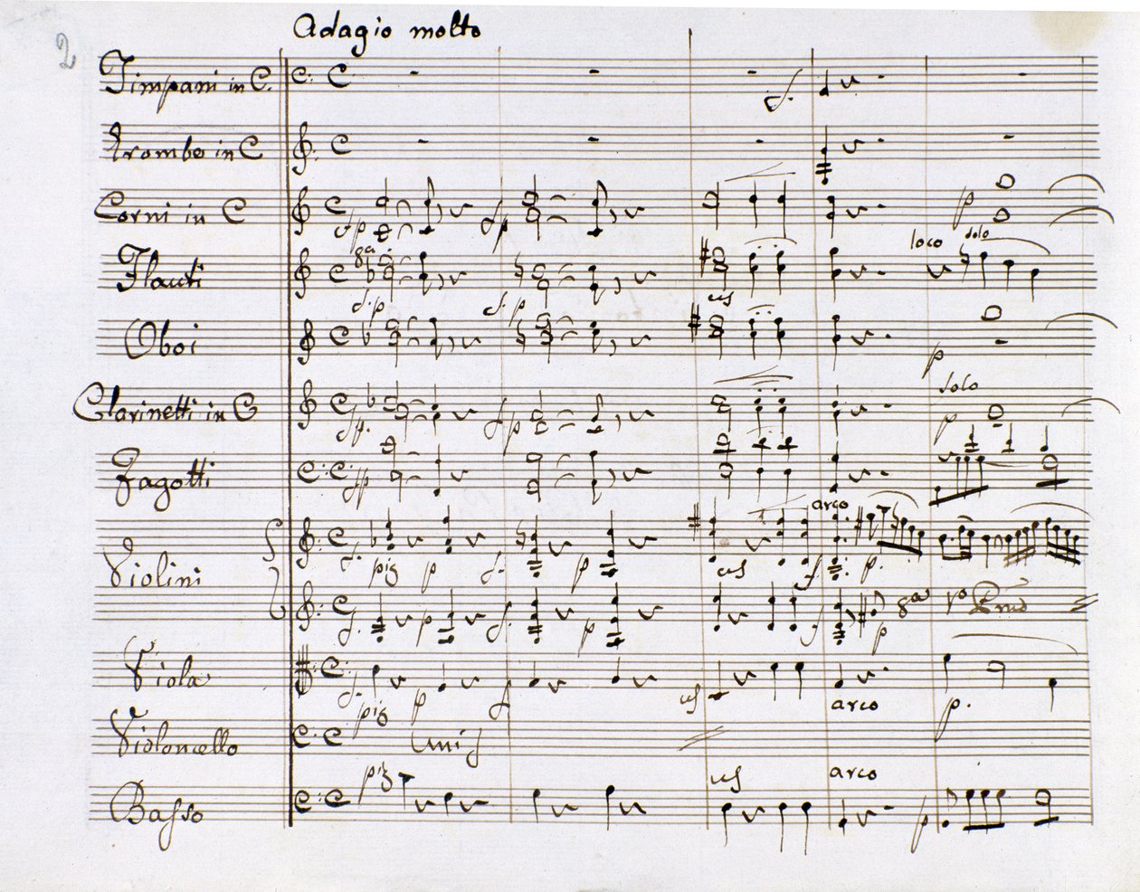 Sheet music page of the Symphony No. 1 in C major by Ludwig van Beethoven by Ludwig van Beethoven