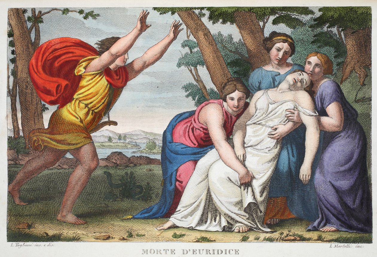 Death of Eurydice, Book X, Illustration from Ovid