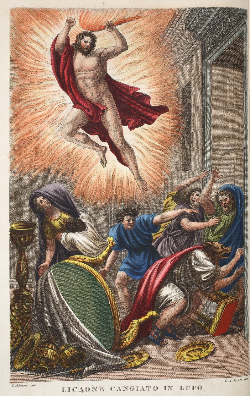 Lycaon into a Wolf, illustration from Ovid