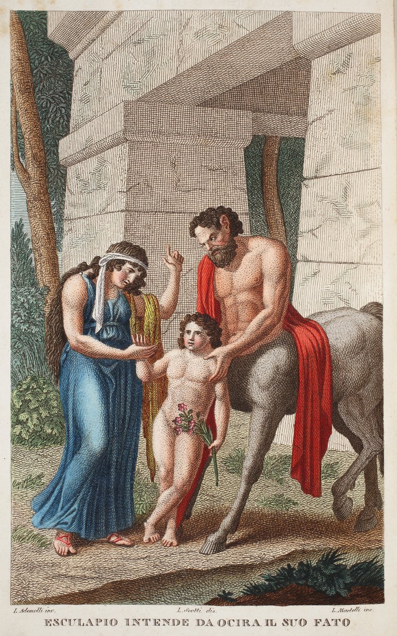 Ocyrrhoe into a Mare or Esculapio Intende da Ocira il Suo Fato, illustration from Ovid