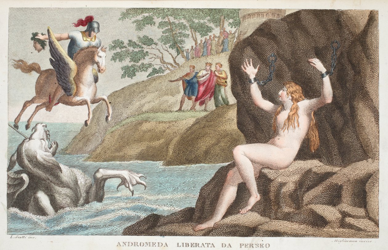 Perseus and Andromeda, Book IV, Illustration from Ovid