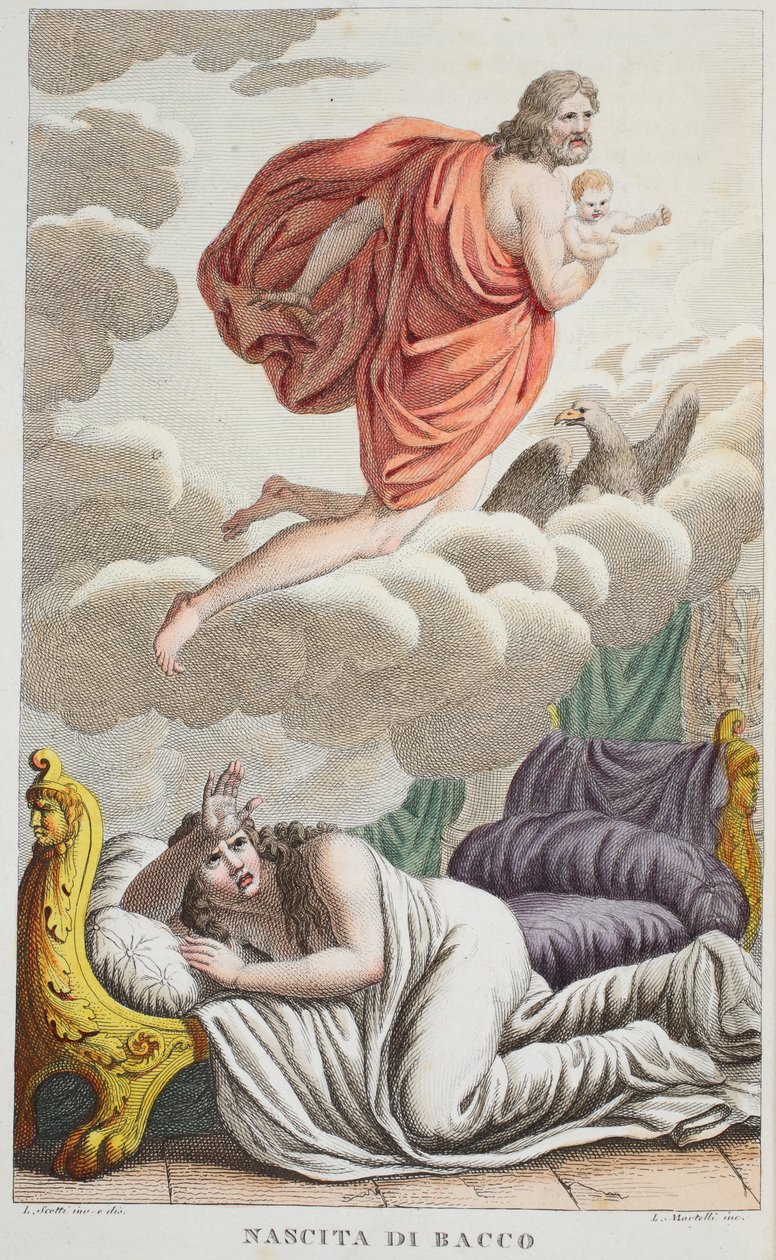 Semele is Thunderstruck or Nascita de Bacco, Illustration from Ovid