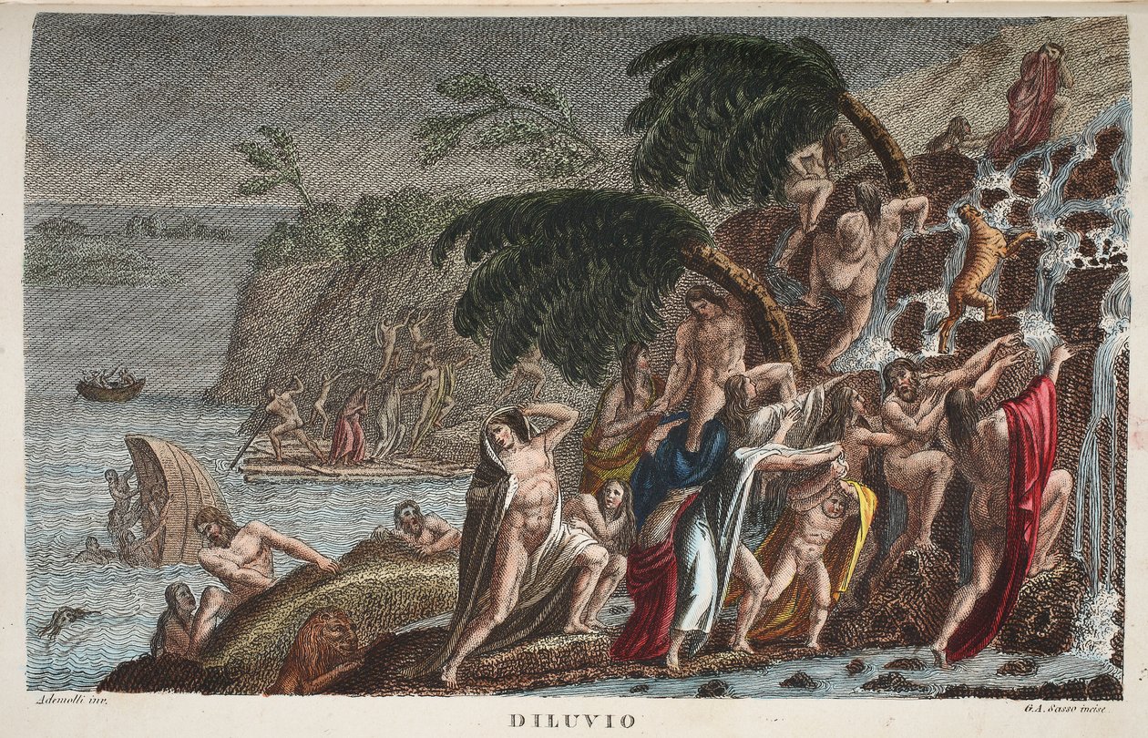 The Flood or Diluvio, Book I, illustration from Ovid