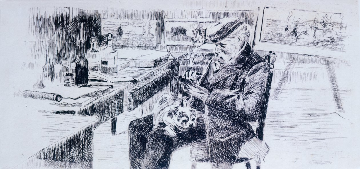 Portrait of Painter Giovanni Fattori by Luigi Levi