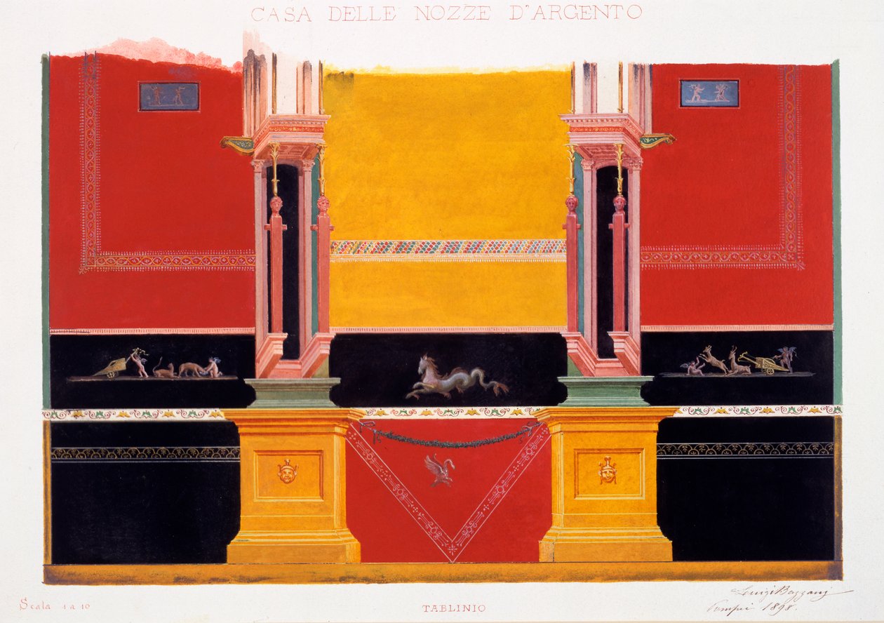 Wall Decorations from the House of the Silver Wedding, Pompeii by Luigi Bazzani