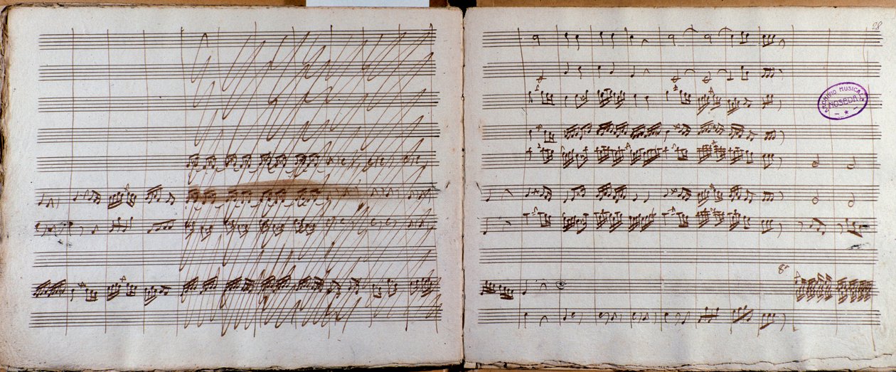 Double page, signed by the author of the score for the Concerto for cello and orchestra in E flat by Luigi Boccherini by Luigi Boccherini