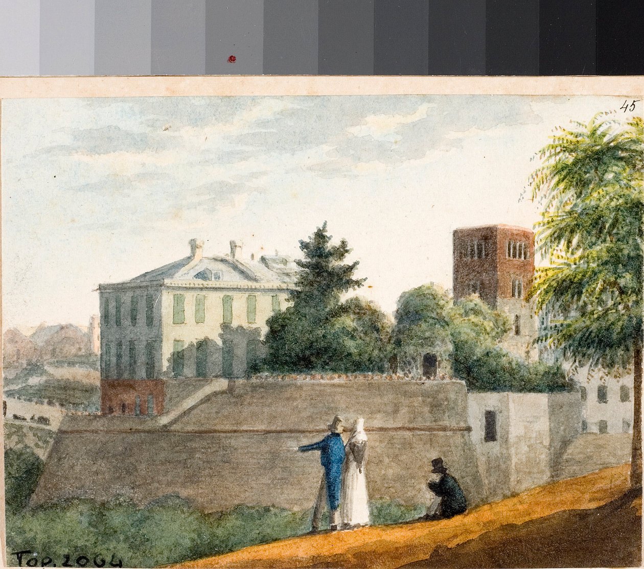 View of bastions and Santo Stefano bell tower, Genoa by Luigi Garibbo