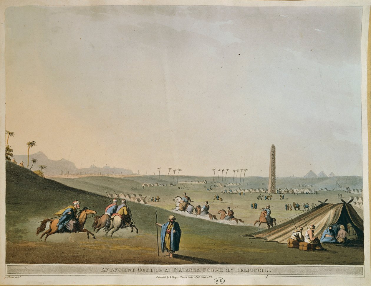 Nomads and the obelisk at Materieh (Old Heliopolis, or the City of the Sun) by Luigi Mayer