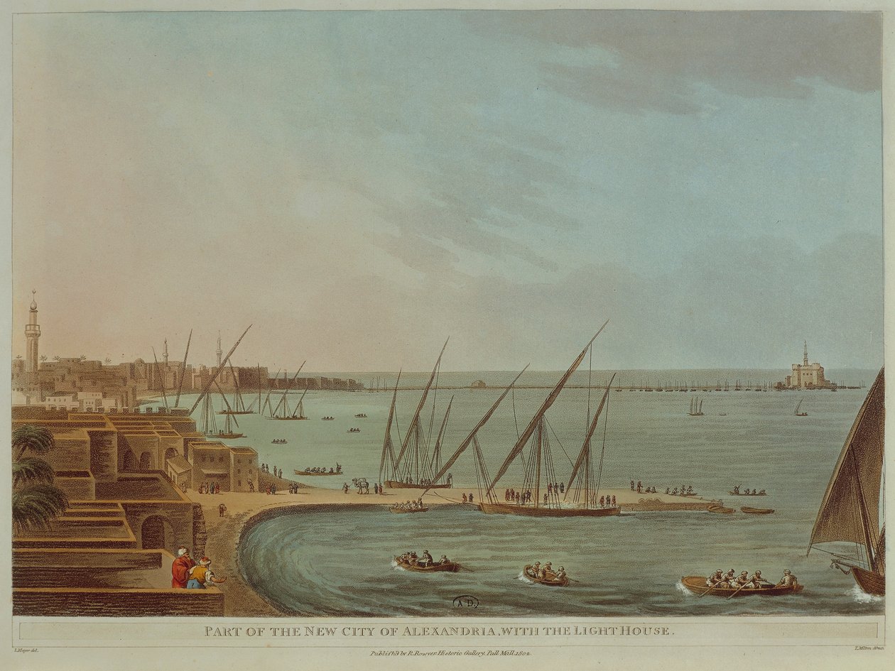 View of Alexandria with lighthouse, From Views of Egypt by Luigi Mayer