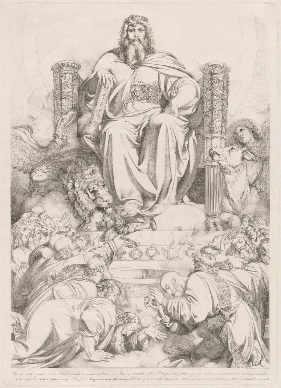 God the Son in Majesty on the Throne Surrounded by the Four Creatures and Worshipped by the Twenty-four Elders by Luigi Sabatelli I