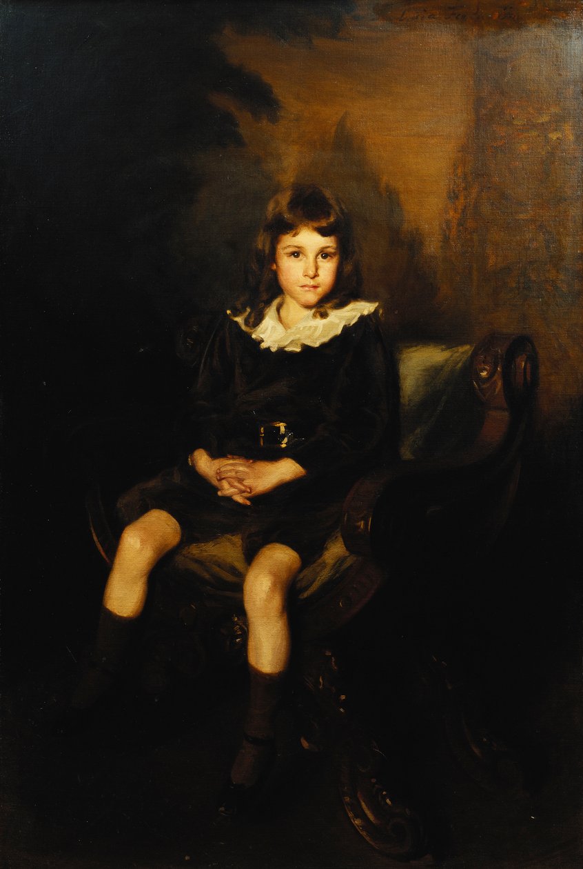 Portrait of a Boy seated full length in a Chair by Lydia Field Emmett