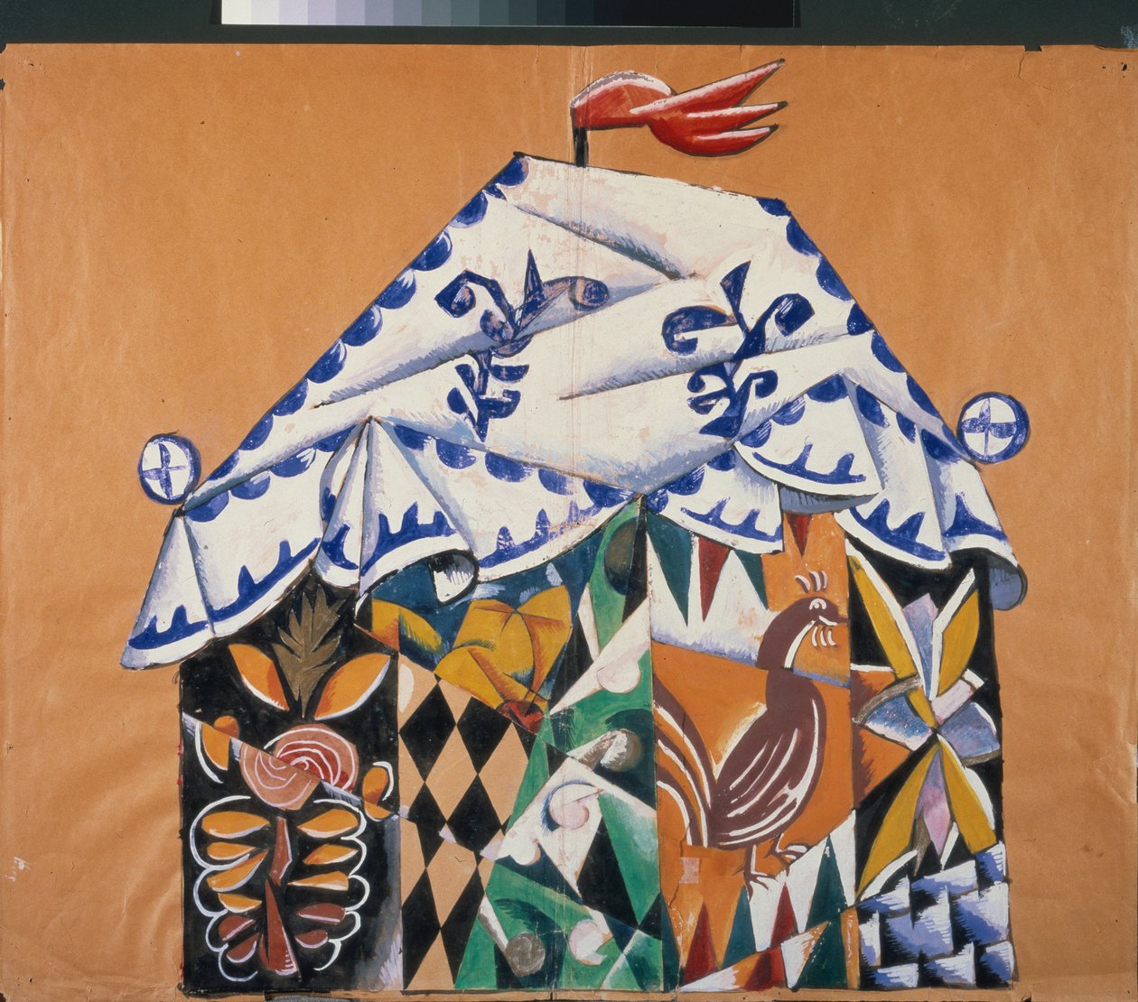 Sketch of the Curtain for the Play The Priest and His Servant Balda by Alexander Pushkin by Lyubov Sergeevna Popova