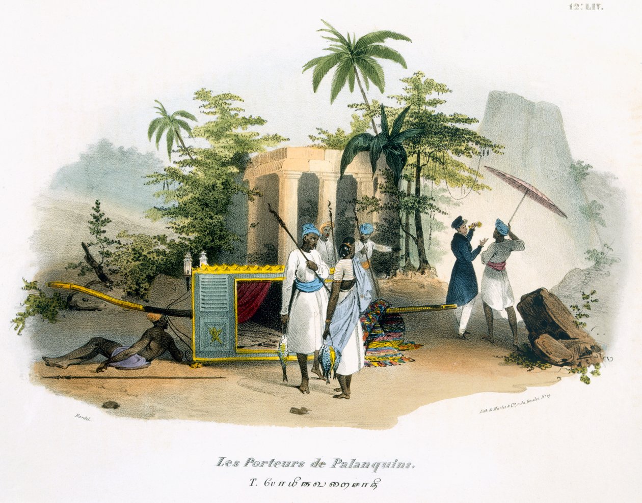 Litter Bearers, 1827-35 by M.E. Burnouf
