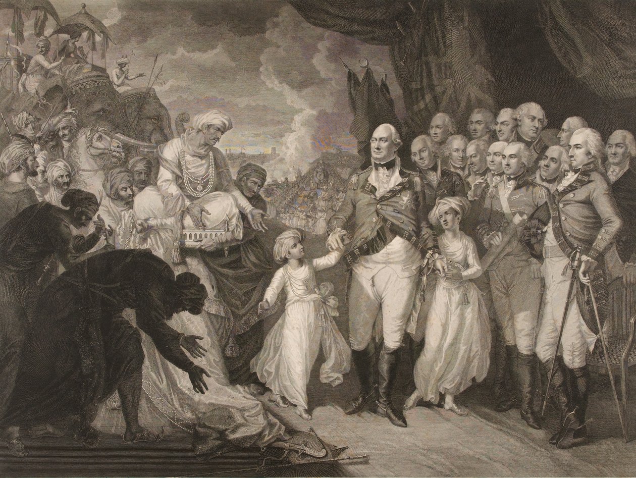 The Marquis Cornwallis receiving the Hostage princes, sons of Tippoo Sultan by M. (after) Brown