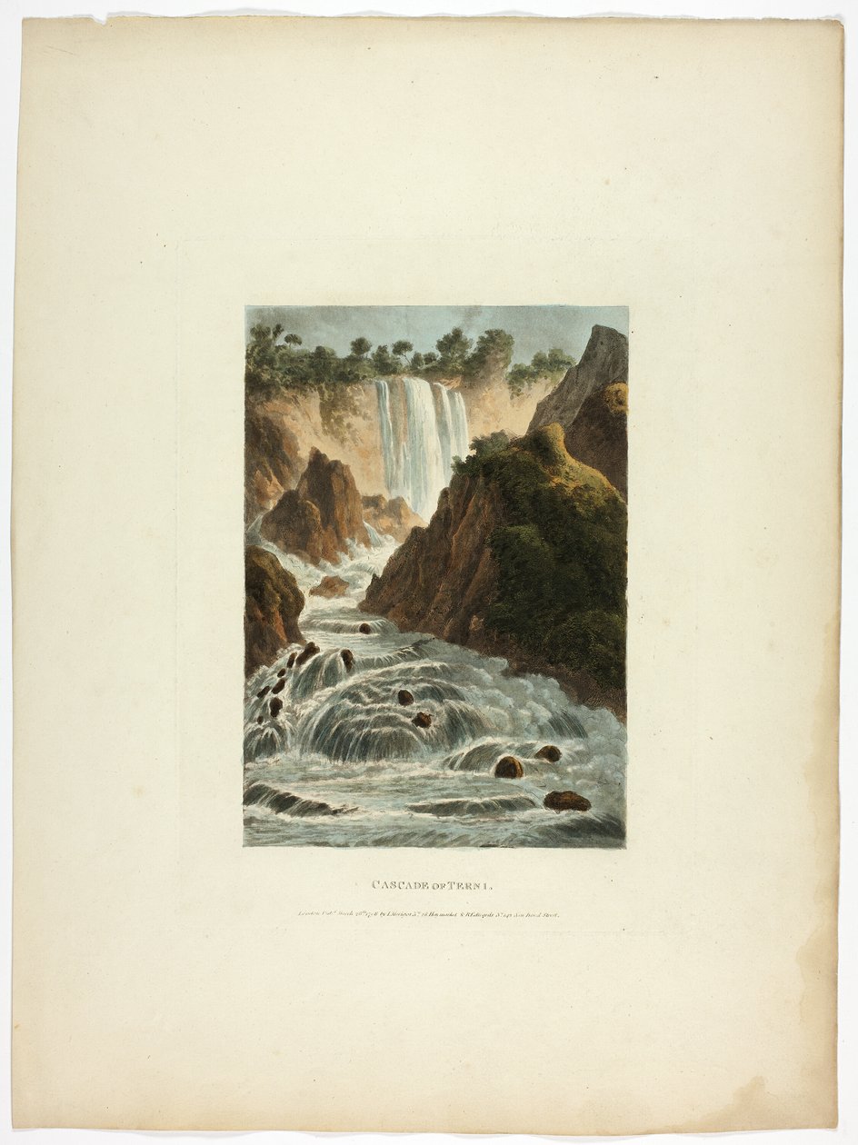 Cascade of Terni, plate fourteen from the Ruins of Rome by M. Dubourg