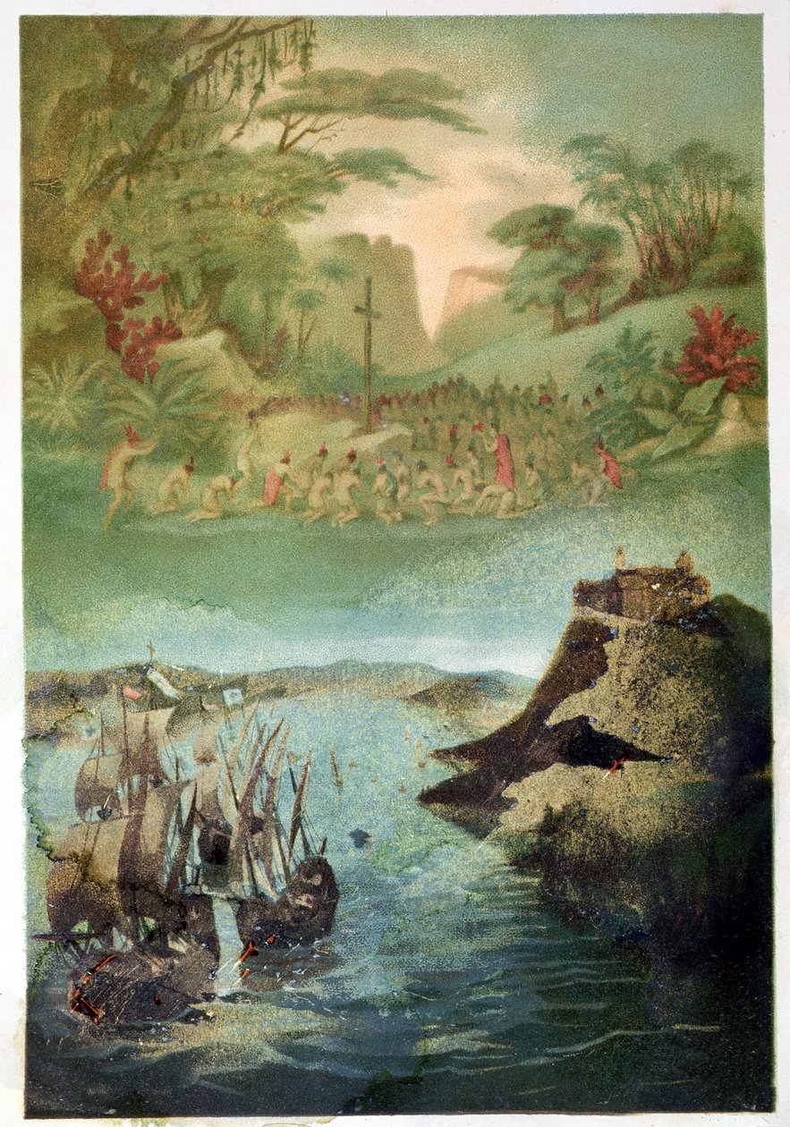 The Evangelisation of the Indian Population and the Voyage of Christopher Columbus, 1892 by M. Houssot