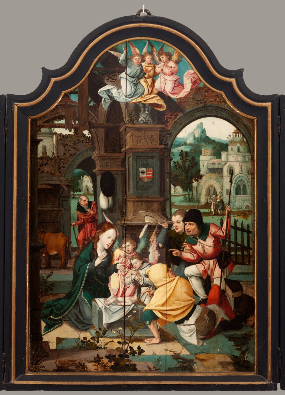 Triptych. Maarten de Vos. 16th Century. Altarpiece Opened Central Panel by Maarten de Vos