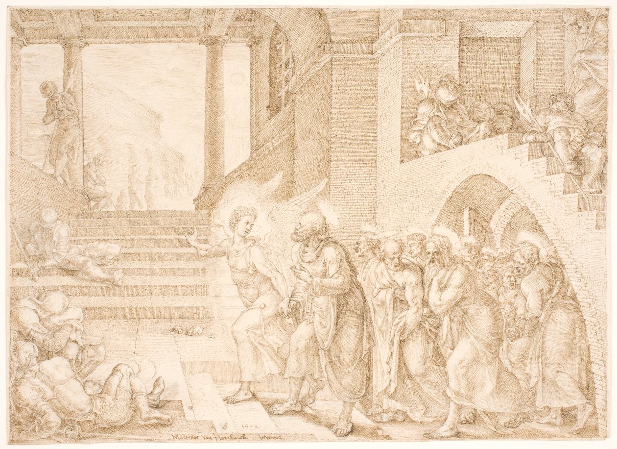The Apostles Freed from Prison by an Angel by Maarten van Heemskerck