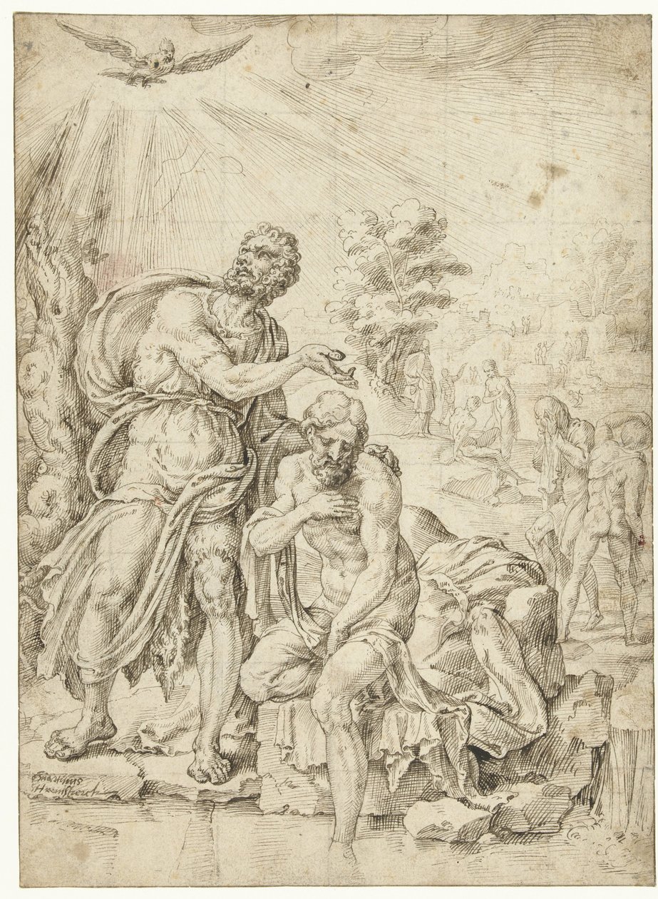 Baptism of Christ by Maarten van Heemskerck