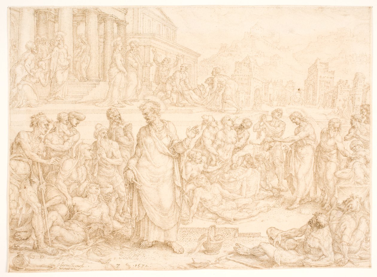 Peter and the Other Apostles Healing the Sick by Maarten van Heemskerck