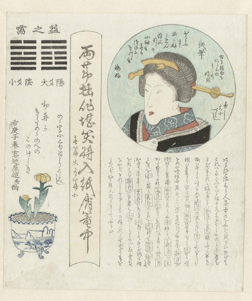 Portrait of a Woman in a Circular Cartouche (Annual Series of Calendars) by Madonoya