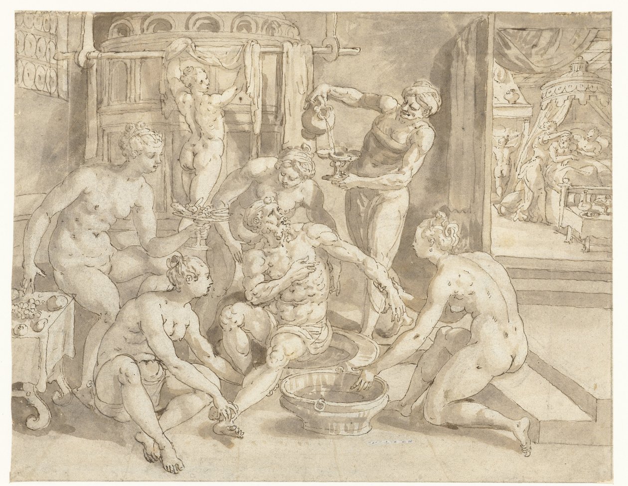 The Rich Man in the Bath by Maerten de Vos