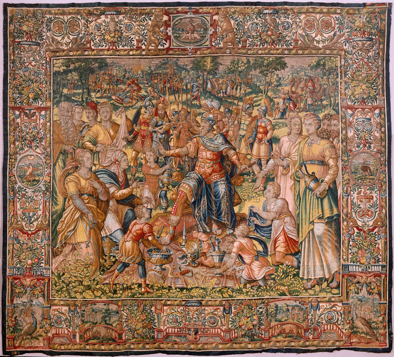 Story of Gideon. The Israelites hand their portion of the booty to Gideon by Maerten van Heemskerck