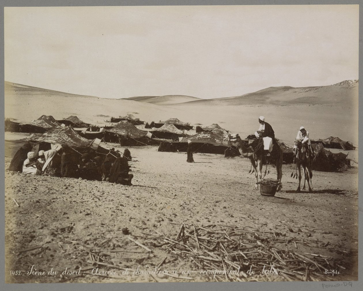 Camp with Tents and Camels in the Desert of (Presumably) Egypt by Maison Bonfils