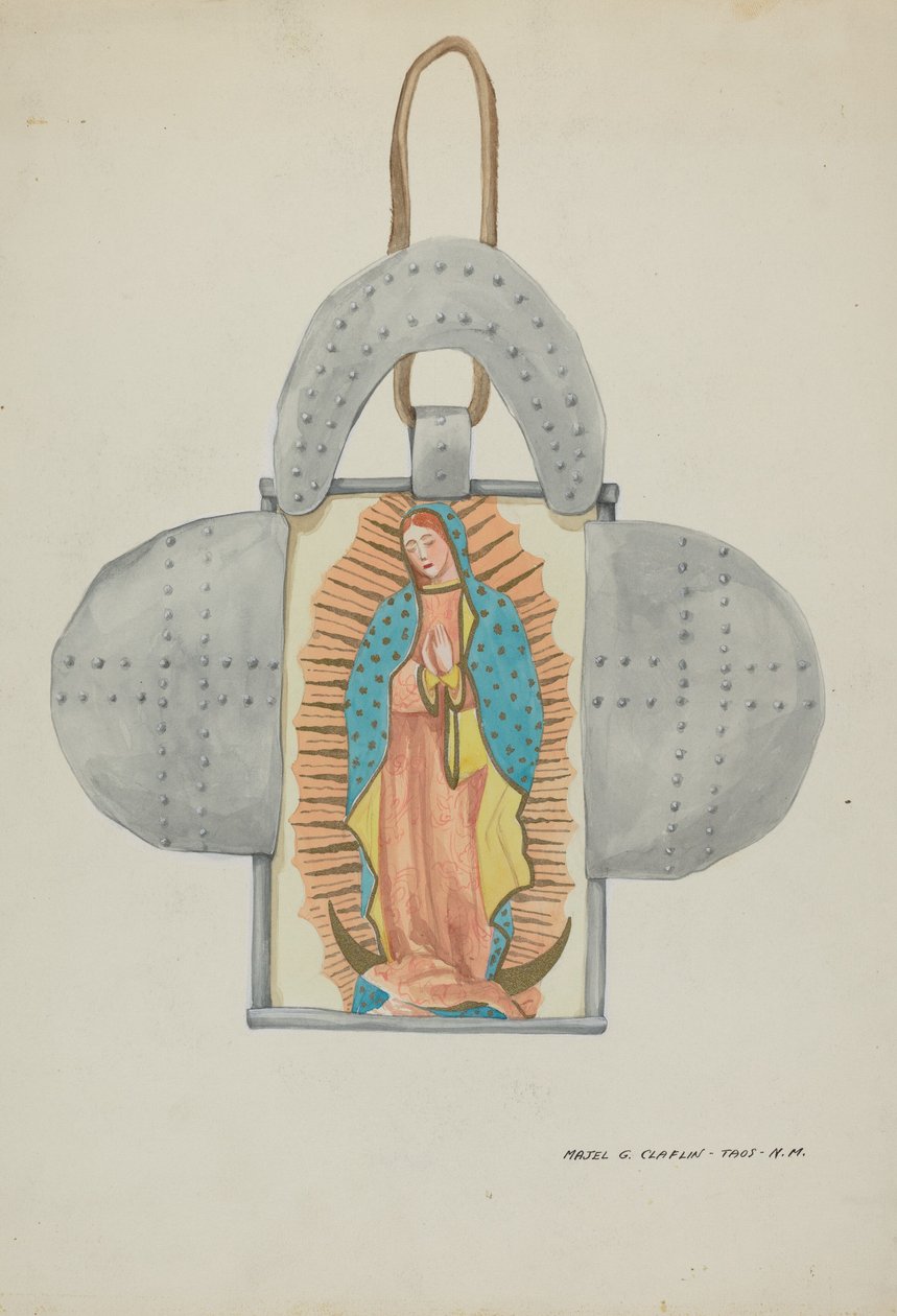 Hand Drawn Guadalupe in Tin Form by Majel G. Claflin